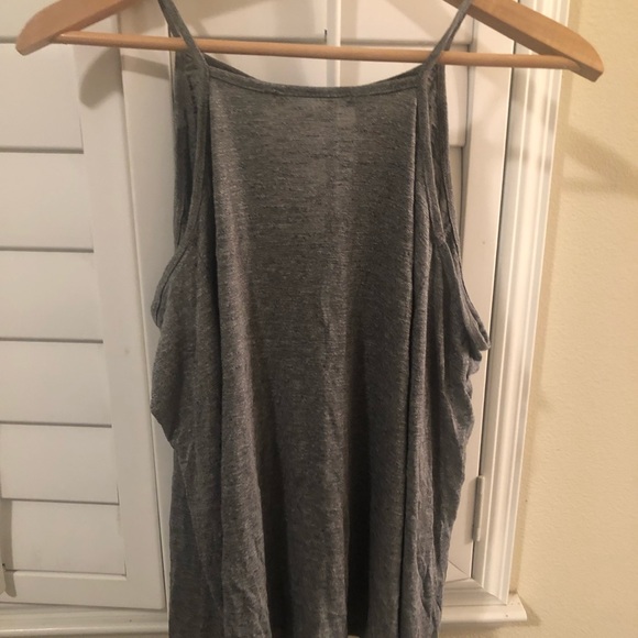 Tops - Grey Cut Out Shoulder Flowy Top